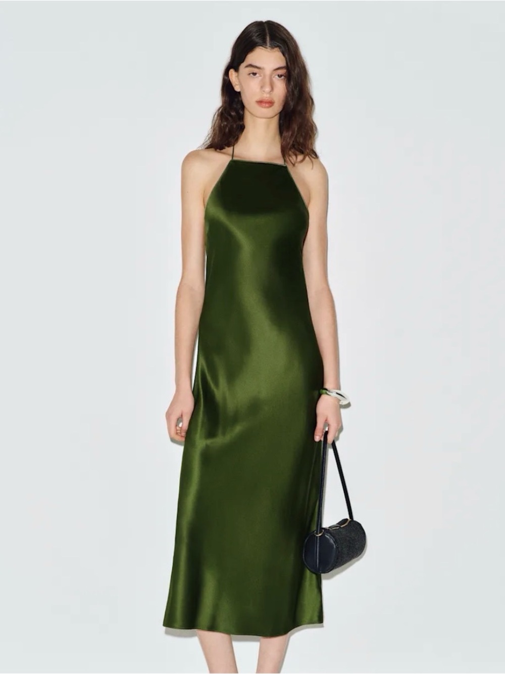 Reformation Maripaz Green Halter Midi Dress